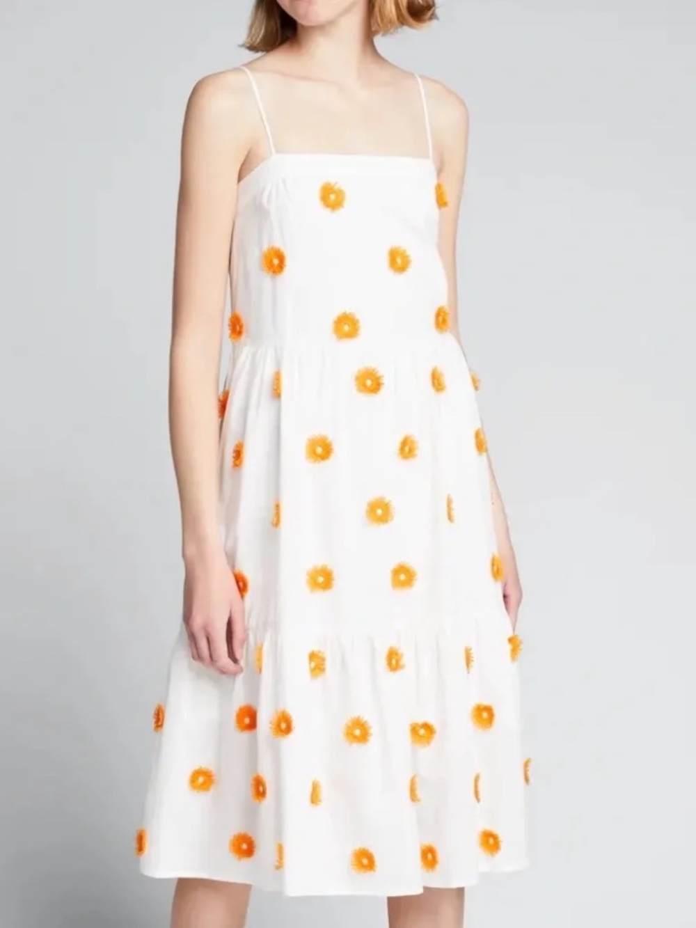 Milly White Dustina Bright Orange Floral Appliqué Dress - size small